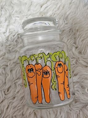 Vintage Collectable Hildi Hand-Painted Carrot Glass Jar